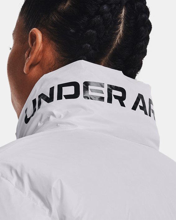 Women's UA Down Puffer Jacket, White, pdpMainDesktop image number 3
